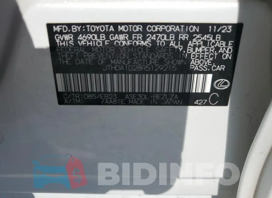 JTHDA1D28R5129215 Photo# 13