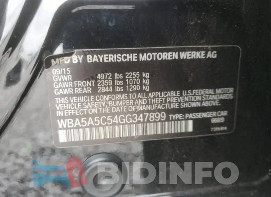 WBA5A5C54GG347899 Photo# 12