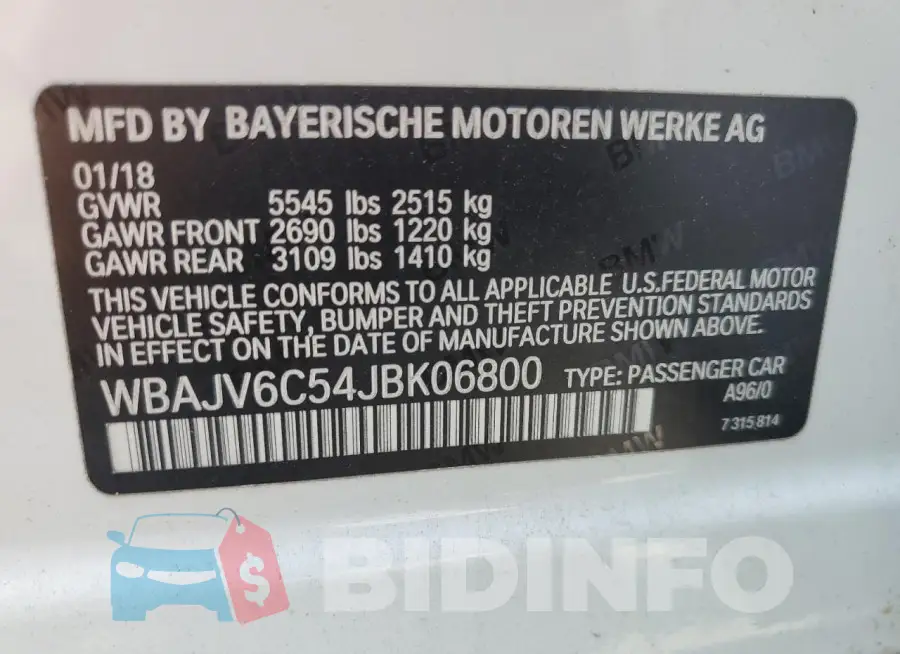 WBAJV6C54JBK06800 Photo# 12