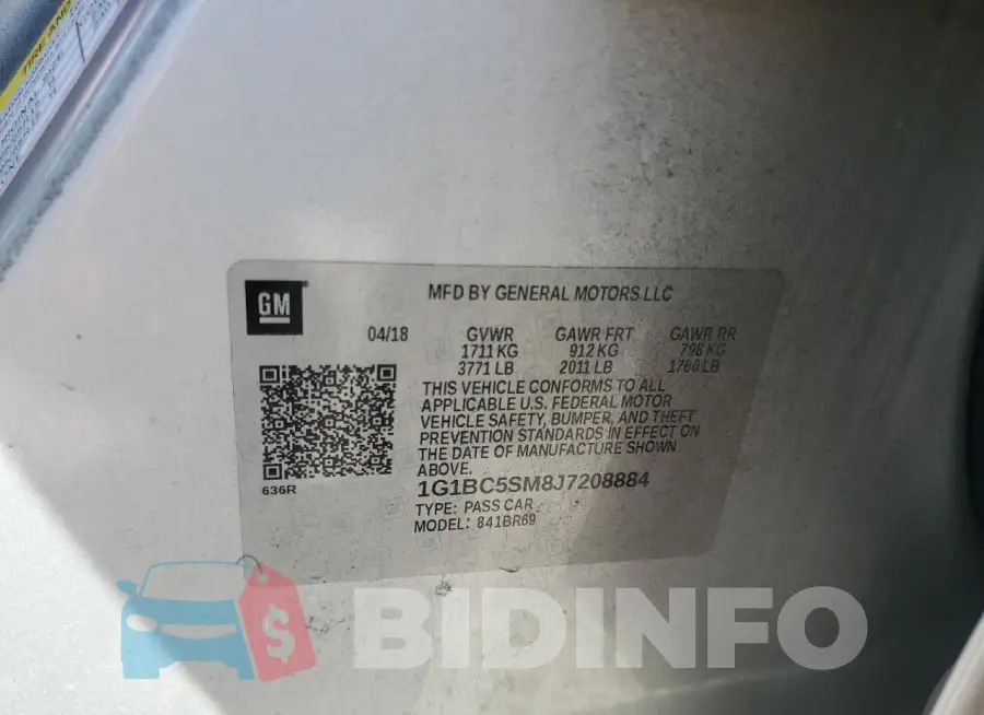1G1BC5SM8J7208884 Photo# 12