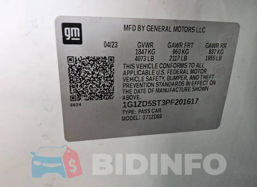 1G1ZD5ST3PF201617 Photo# 12