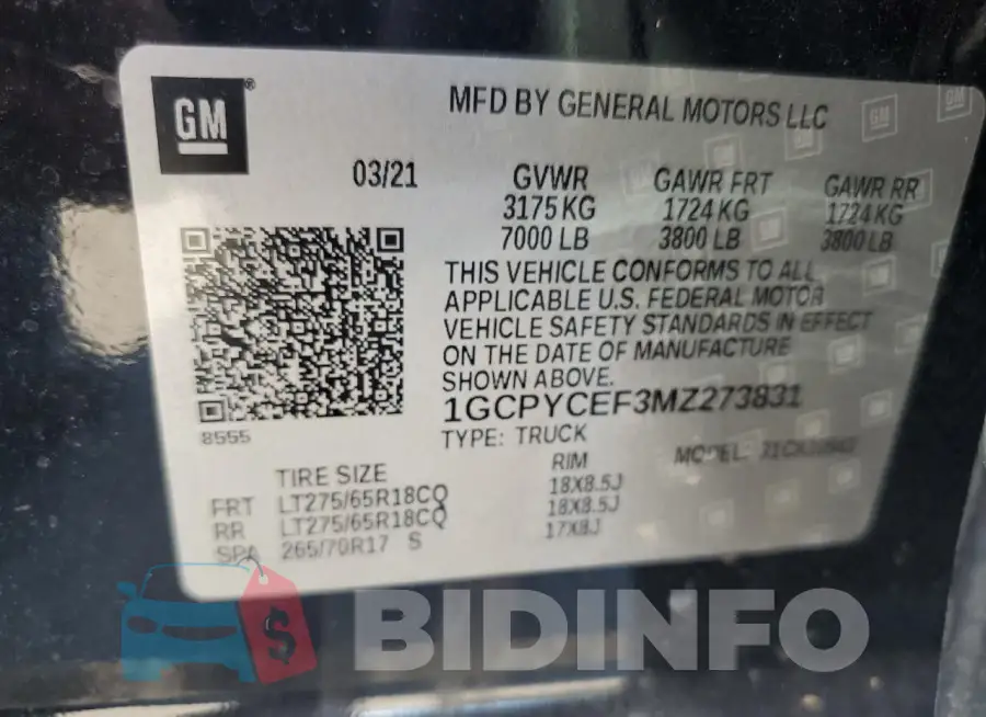 1GCPYCEF3MZ273831 Photo# 13