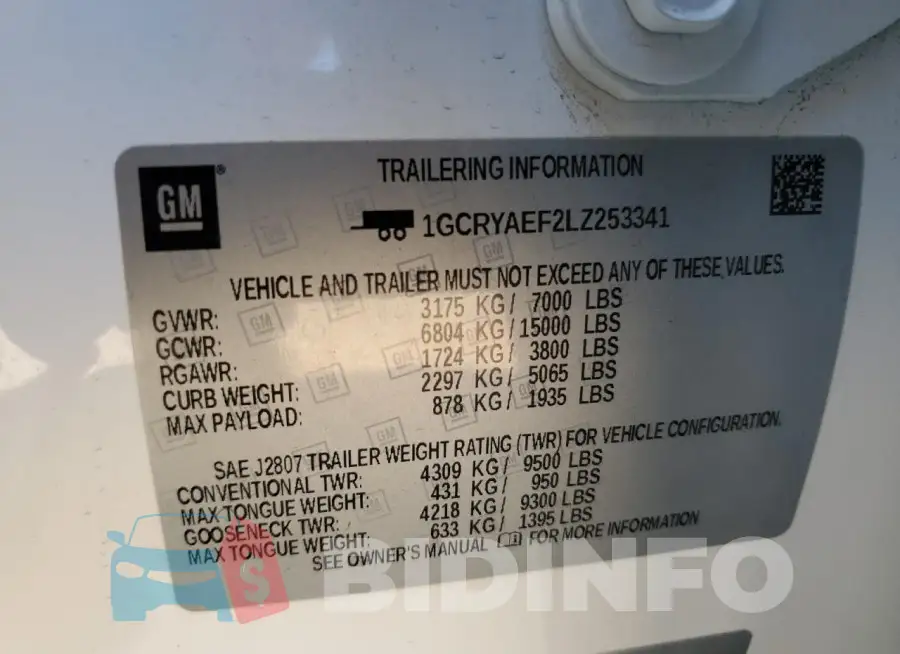 1GCRYAEF2LZ253341 Photo# 13