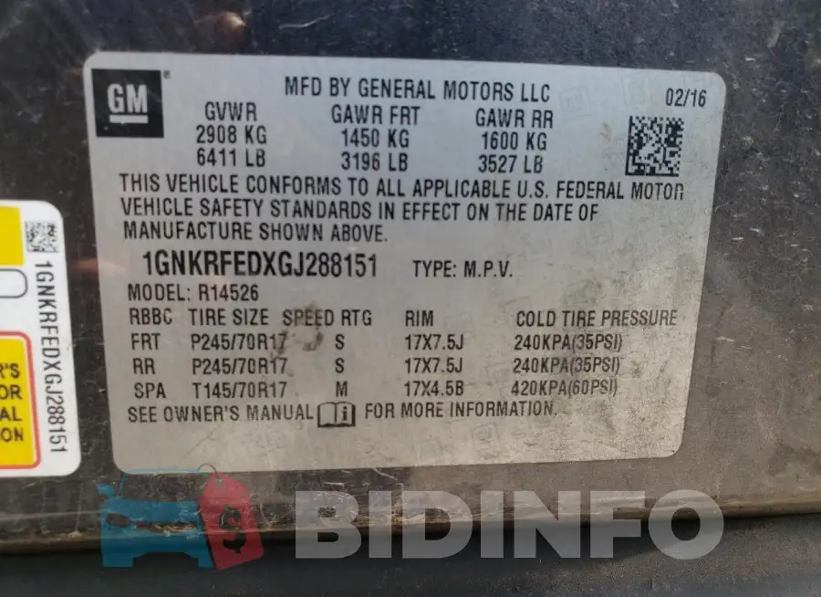 1GNKRFEDXGJ288151 Photo# 12