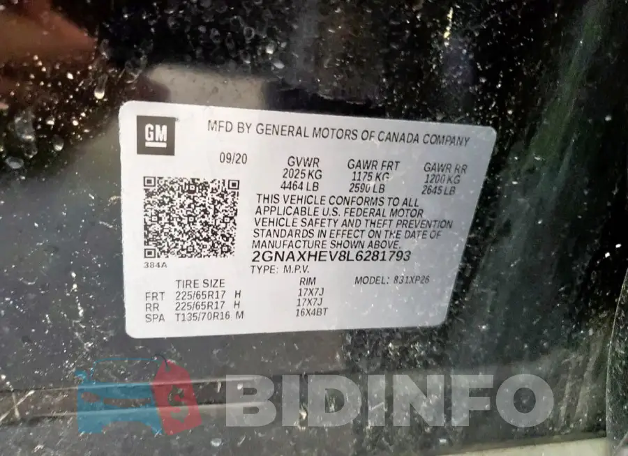 2GNAXHEV8L6281793 Photo# 13