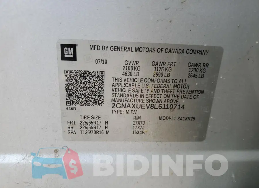 2GNAXUEV8L6110714 Photo# 12