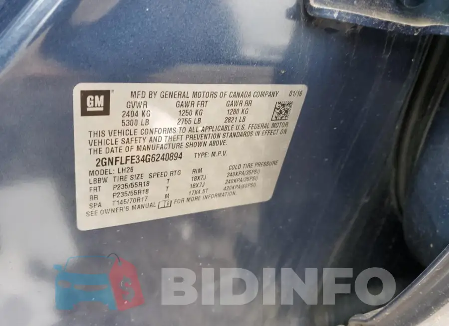 2GNFLFE34G6240894 Photo# 13