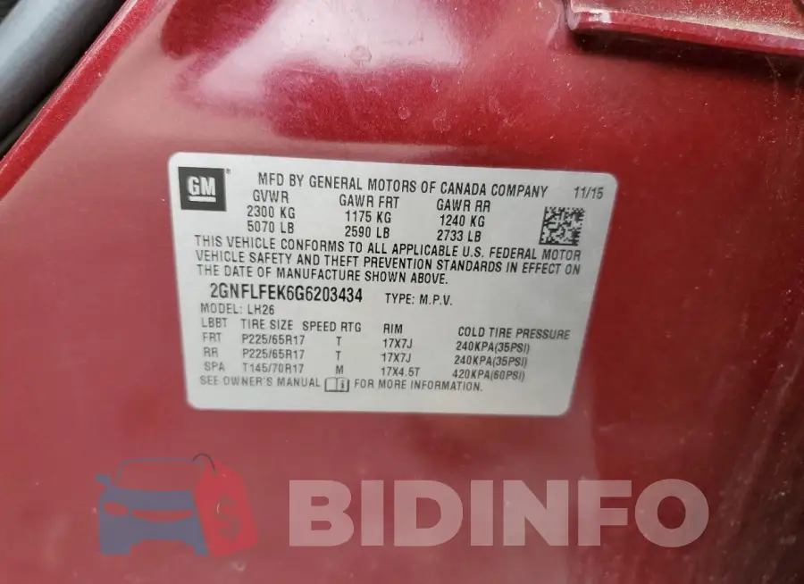 2GNFLFEK6G6203434 Photo# 13