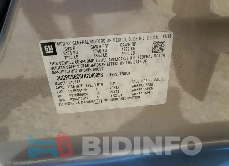 3GCPCSEC8HG249058 Photo# 13