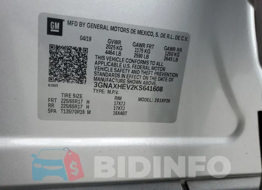 3GNAXHEV2KS641608 Photo# 12