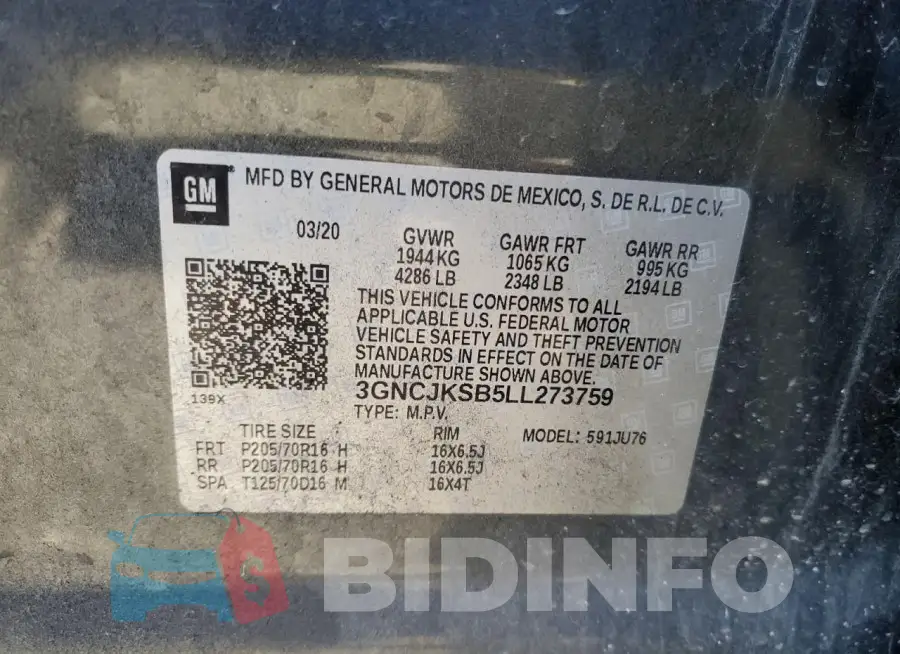 3GNCJKSB5LL273759 Photo# 13