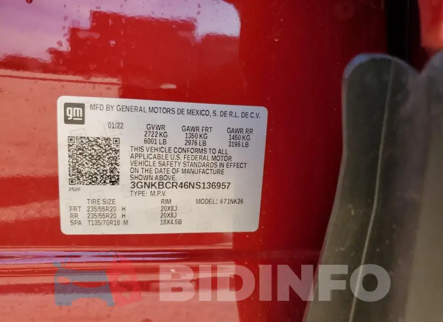 3GNKBCR46NS136957 Photo# 13