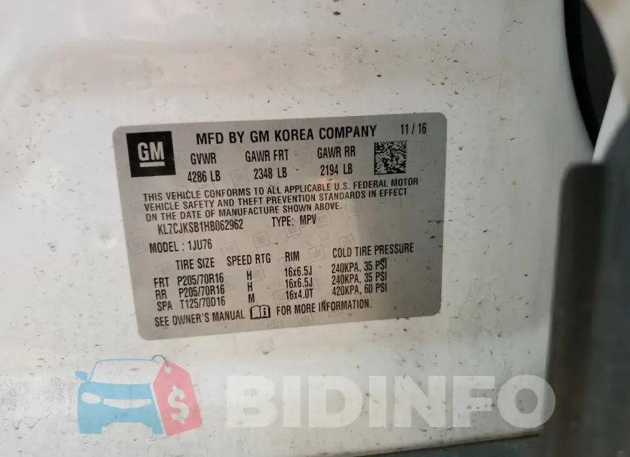 KL7CJKSB1HB062962 Photo# 13