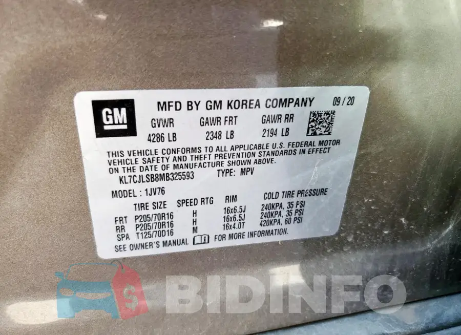 KL7CJLSB8MB325593 Photo# 13