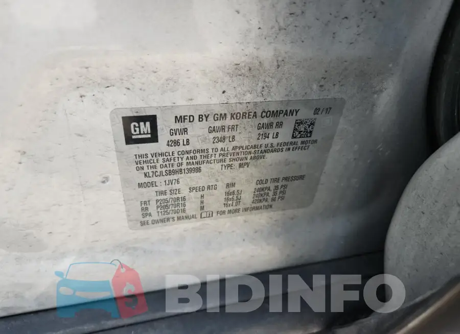 KL7CJLSB9HB139986 Photo# 14