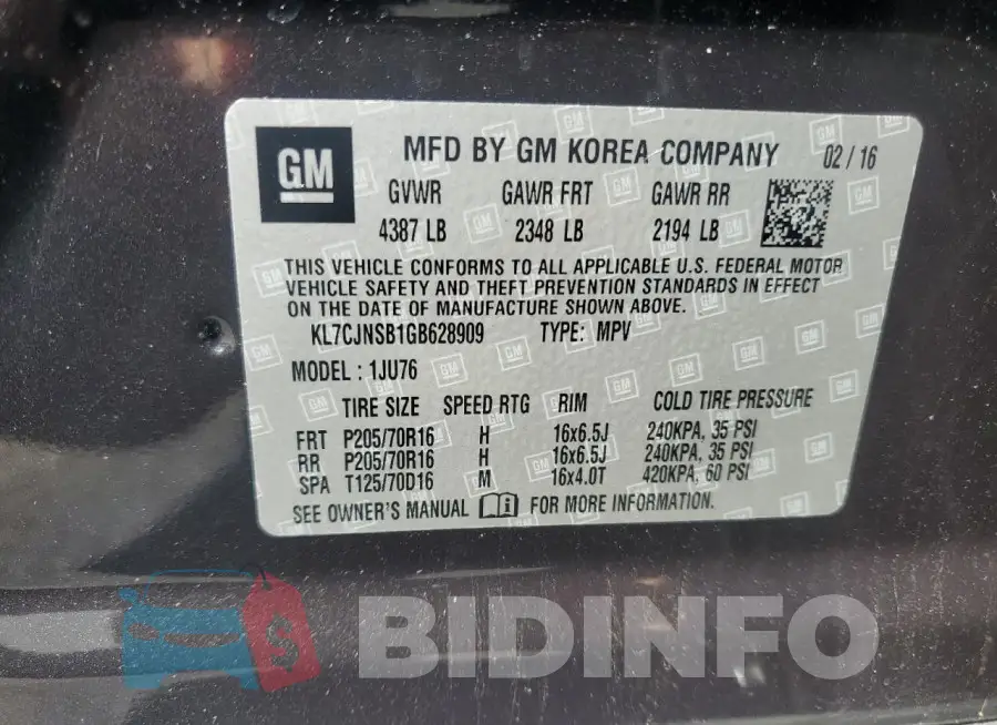 KL7CJNSB1GB628909 Photo# 12