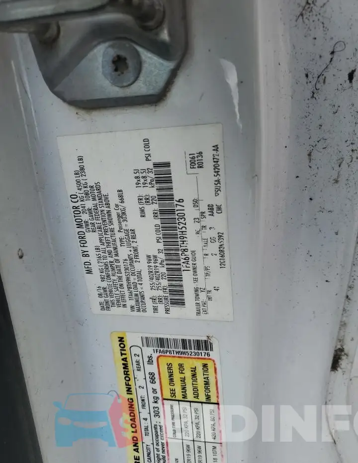 1FA6P8TH9H5230176 Photo# 12