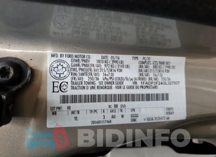 1FADP3F24GL327507 Photo# 13