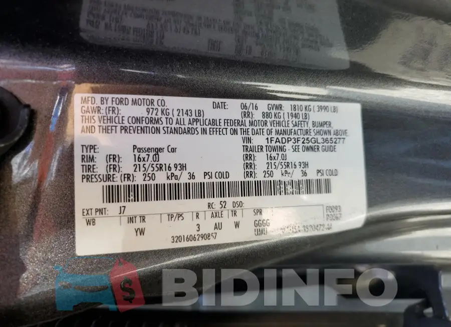 1FADP3F25GL365277 Photo# 12