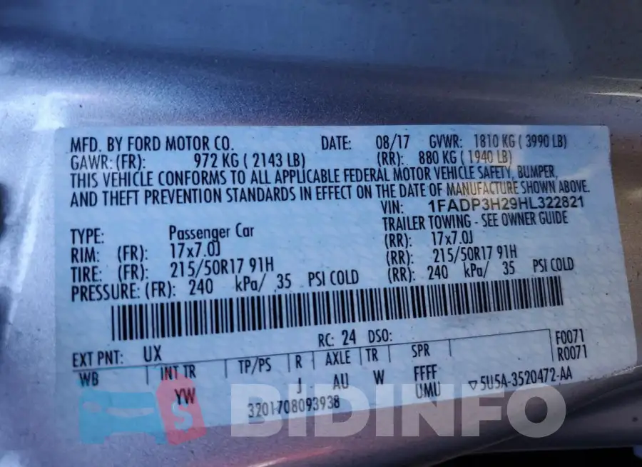 1FADP3H29HL322821 Photo# 12