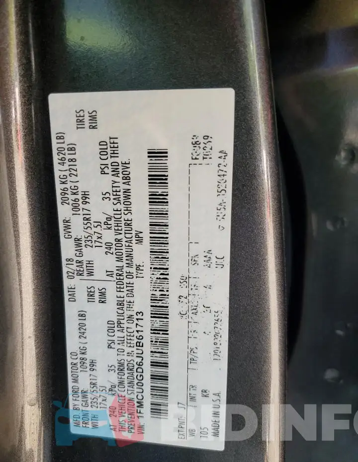 1FMCU0GD6JUB61713 Photo# 12