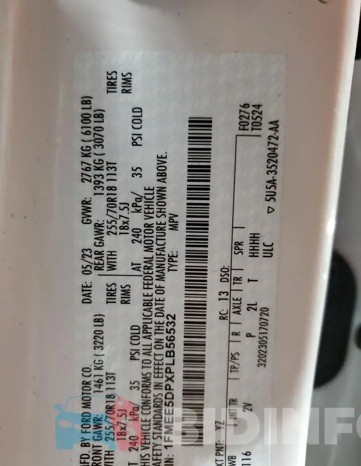1FMEE5DPXPLB56532 Photo# 13