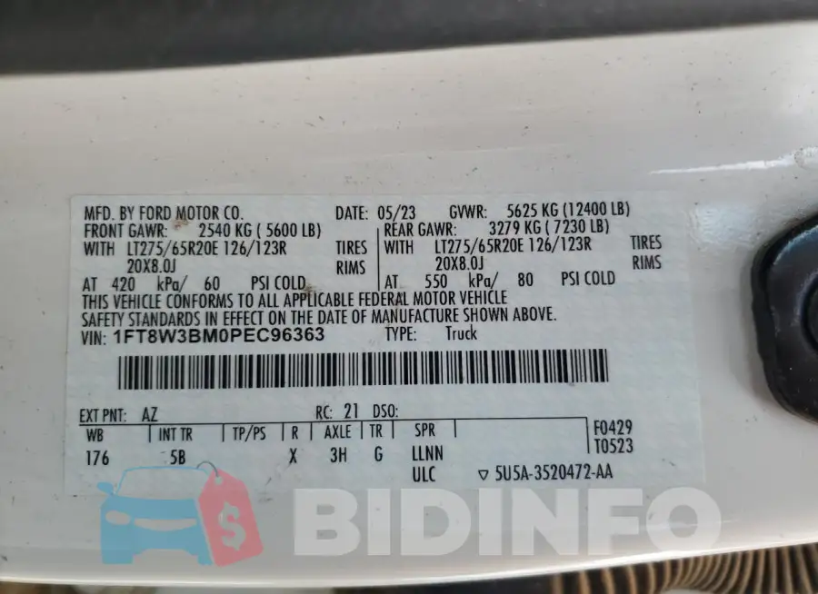 1FT8W3BM0PEC96363 Photo# 13
