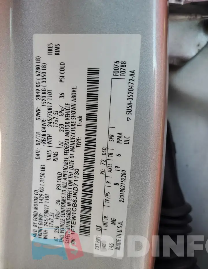 1FTEW1CB6JKD71130 Photo# 12