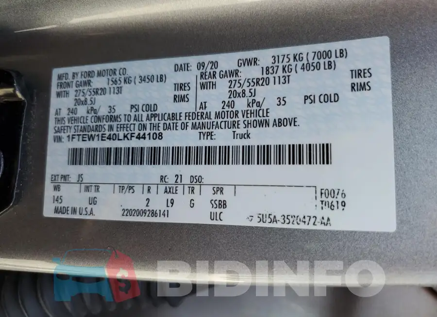 1FTEW1E40LKF44108 Photo# 12