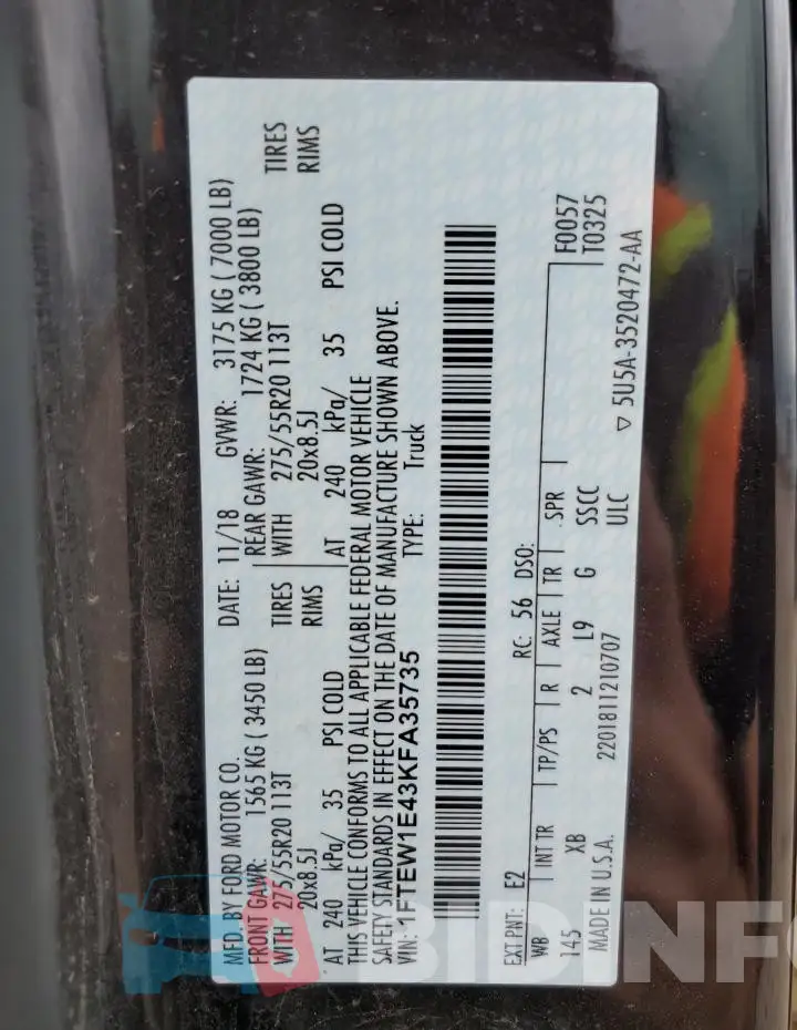 1FTEW1E43KFA35735 Photo# 12
