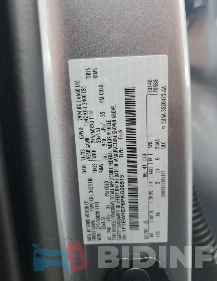 1FTEW1EP6PKG20513 Photo# 13