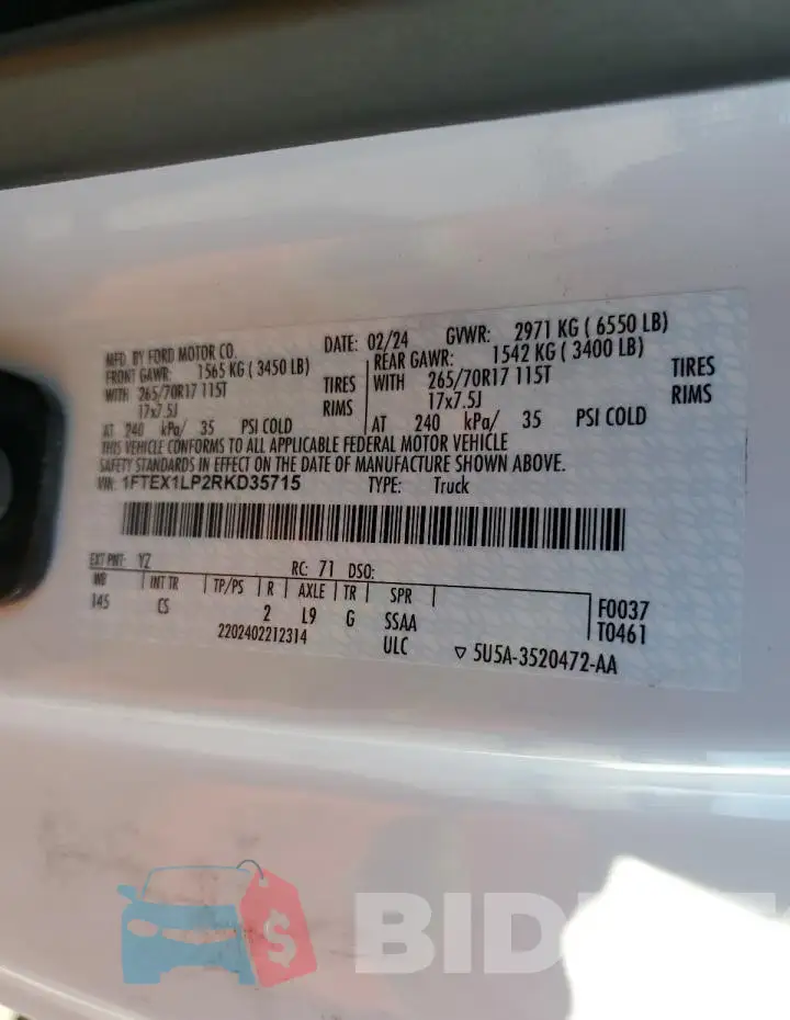 1FTEX1LP2RKD35715 Photo# 12