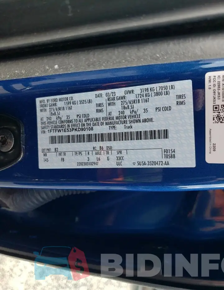 1FTFW1E53PKD90108 Photo# 12