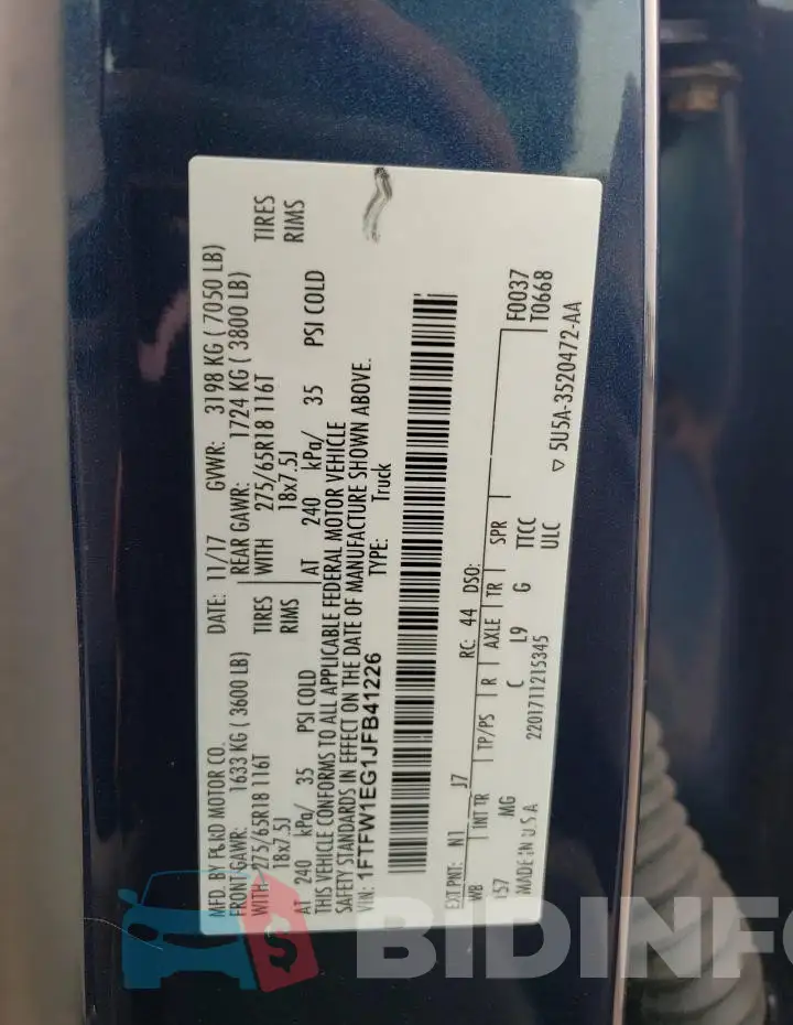 1FTFW1EG1JFB41226 Photo# 12