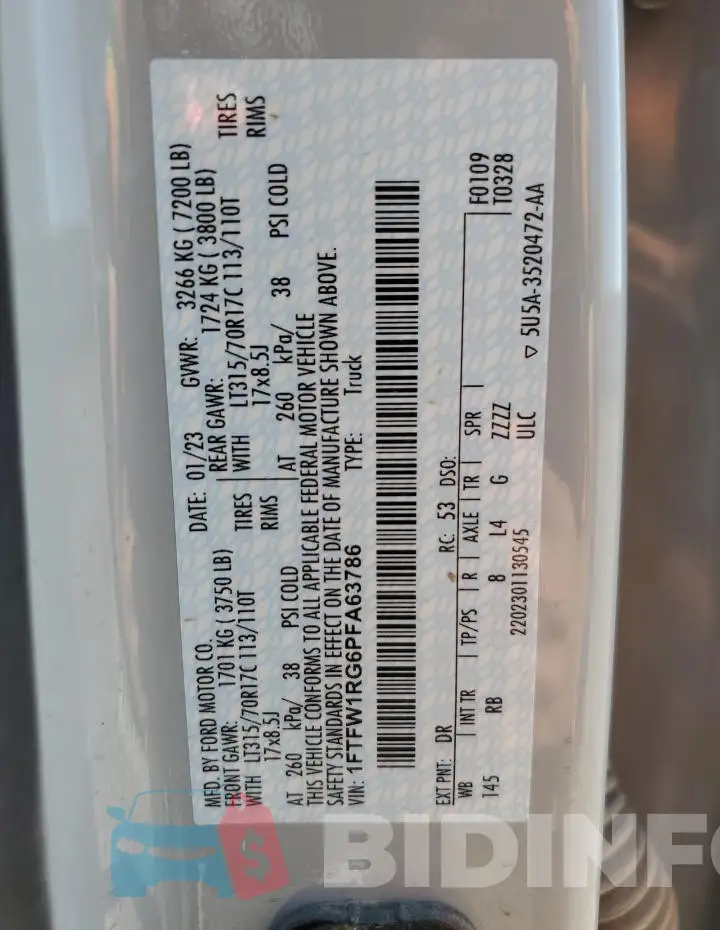 1FTFW1RG6PFA63786 Photo# 12