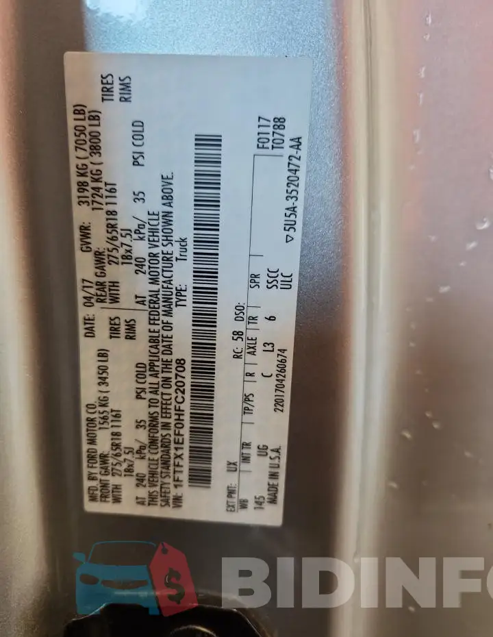 1FTFX1EF0HFC20708 Photo# 12