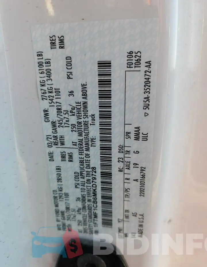 1FTMF1CB6MKD79728 Photo# 12