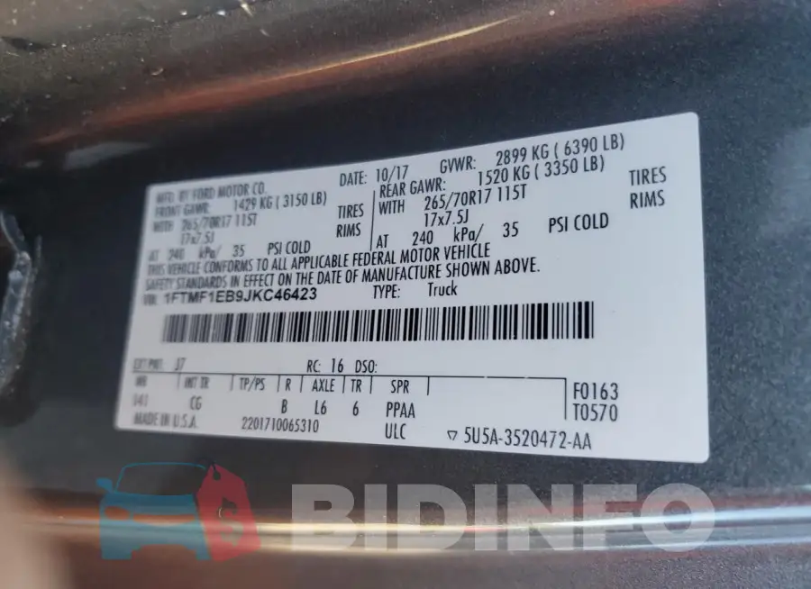 1FTMF1EB9JKC46423 Photo# 13