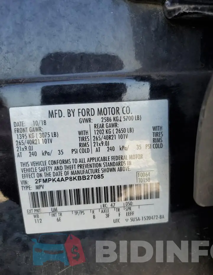 2FMPK4AP8KBB27085 Photo# 12