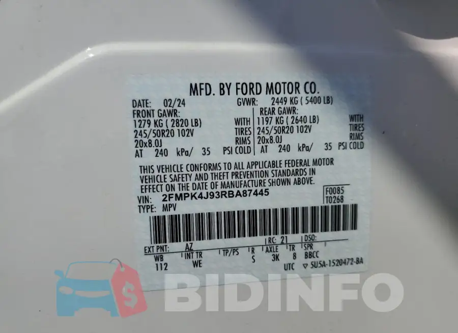 2FMPK4J93RBA87445 Photo# 14