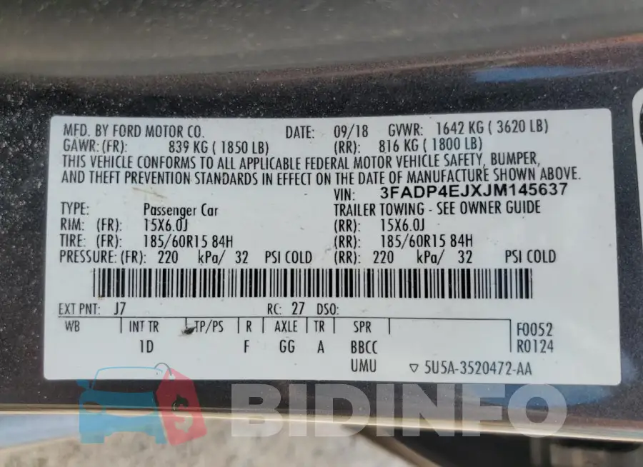 3FADP4EJXJM145637 Photo# 12
