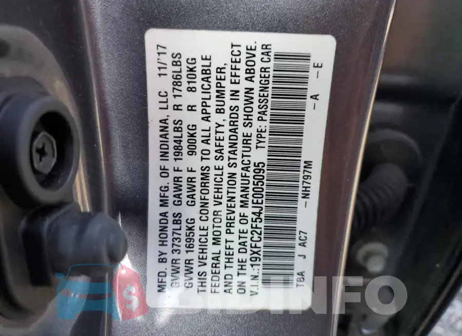 19XFC2F54JE005095 Photo# 12