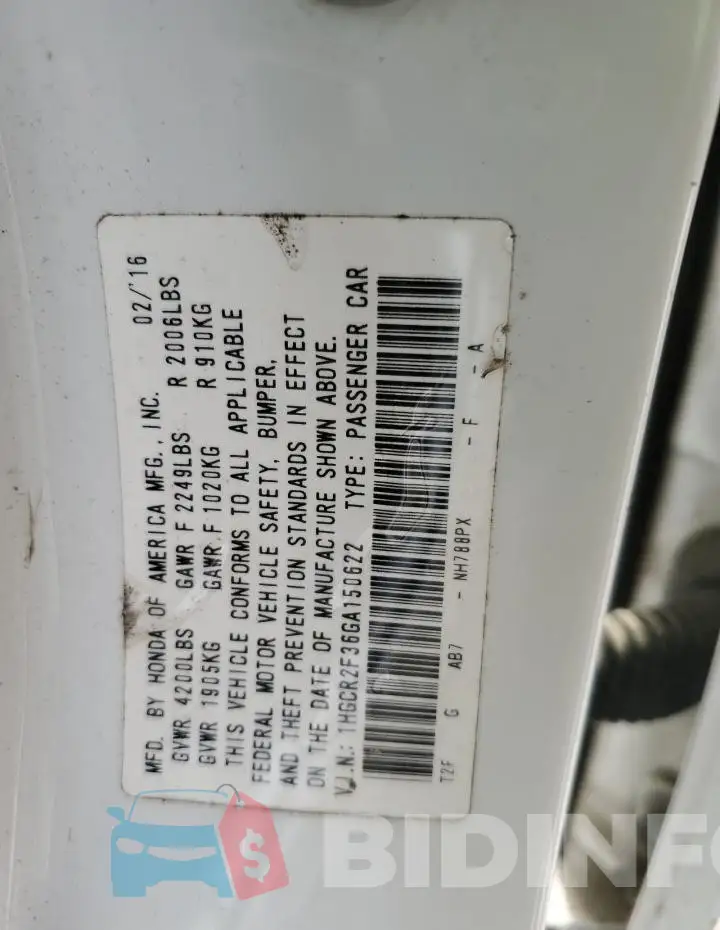 1HGCR2F36GA150622 Photo# 13