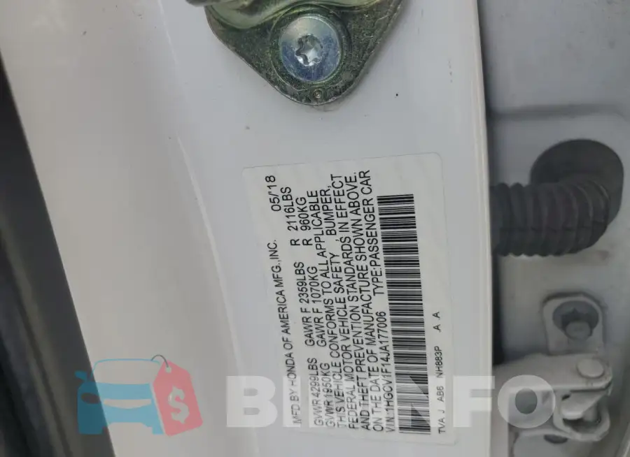 1HGCV1F14JA177006 Photo# 12