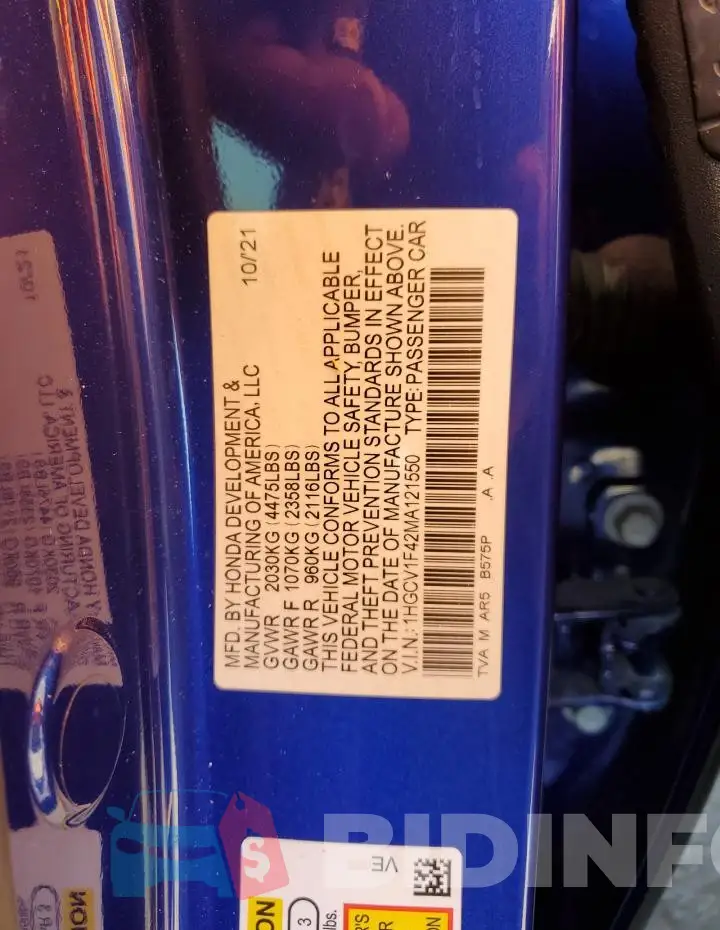 1HGCV1F42MA121550 Photo# 12