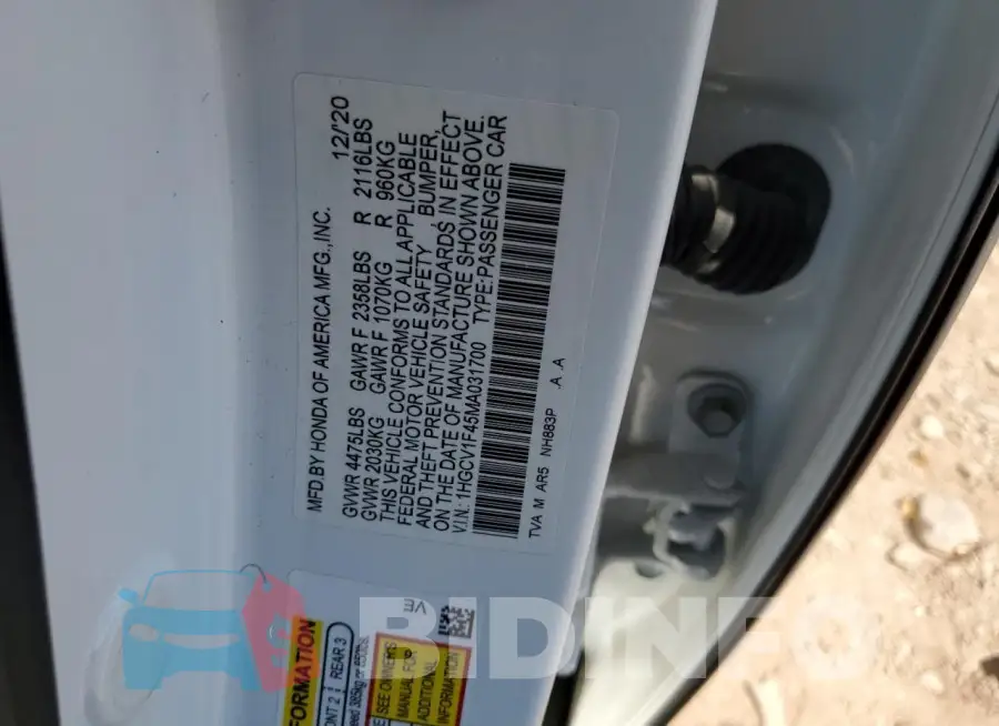 1HGCV1F45MA031700 Photo# 12