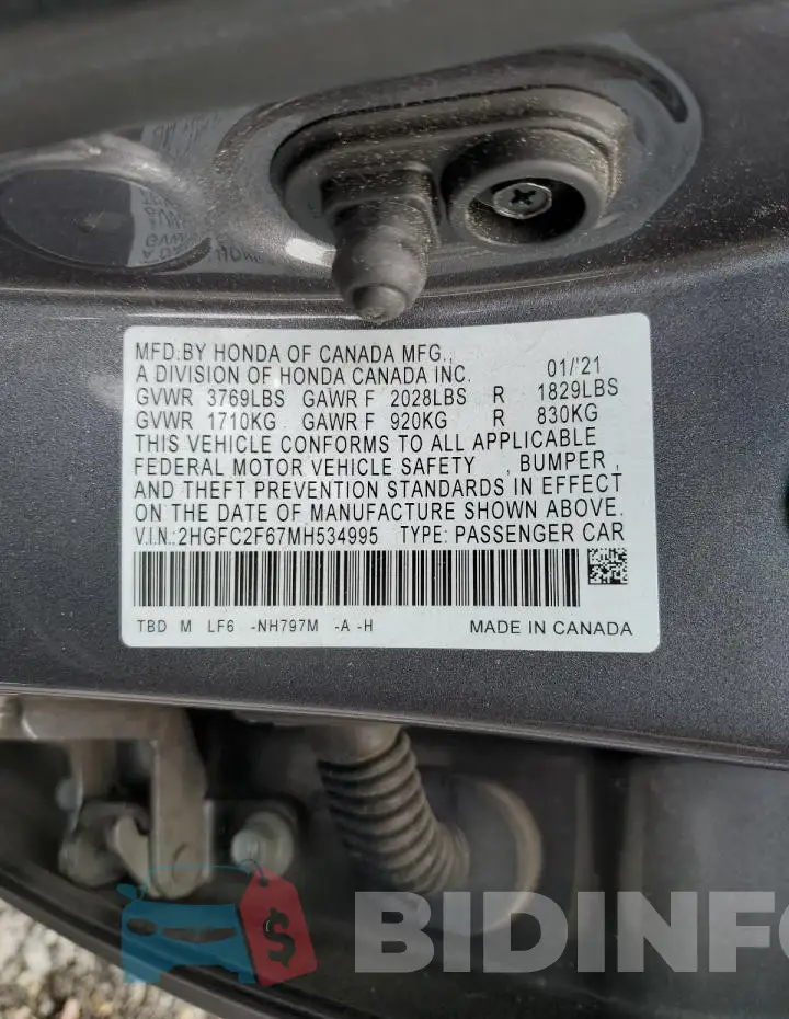 2HGFC2F67MH534995 Photo# 13