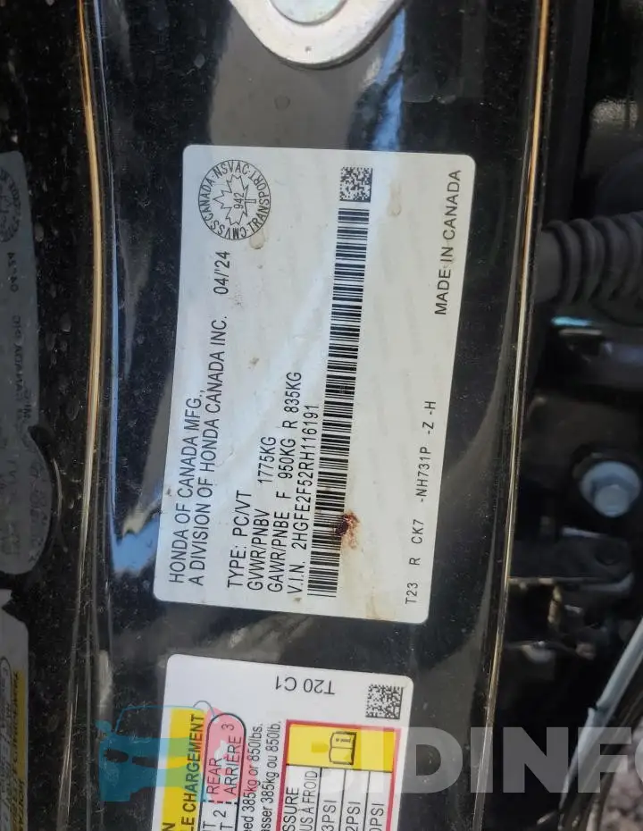 2HGFE2F52RH116191 Photo# 12