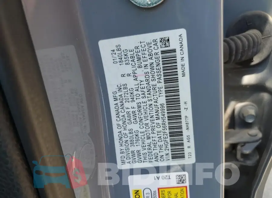 2HGFE2F56RH549996 Photo# 12