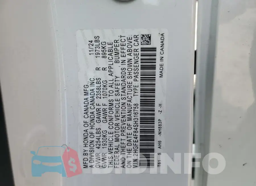 2HGFE4F84SH316758 Photo# 12
